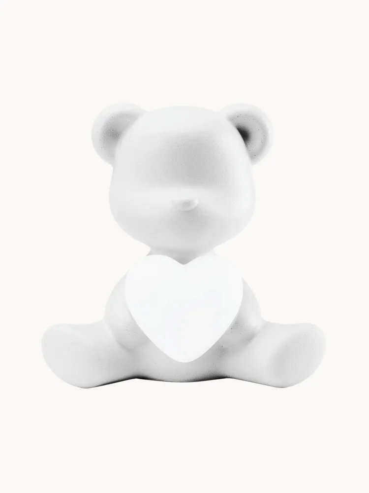 Qeeboo Светильник настольный детский Teddy Love в форме мишки с сердцем, аккумуляторный, с диммером, 23х22х13 см, белый