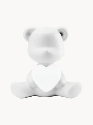 Qeeboo Светильник настольный детский Teddy Love в форме мишки с сердцем, аккумуляторный, с диммером, 23х22х13 см, белый