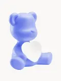 Qeeboo Светильник настольный детский Teddy Love в форме мишки с сердцем, аккумуляторный, с диммером, 23х22х13 см, голубой — фото 1