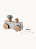 Sebra Игрушка-каталка Woodla на верёвочке из бука и МДФ, ручная работа, 20х16х10 см, светло-серая — фото 1