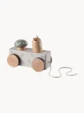 Sebra Игрушка-каталка Woodla на верёвочке из бука и МДФ, ручная работа, 20х16х10 см, светло-серая — фото 2