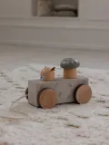 Sebra Игрушка-каталка Woodla на верёвочке из бука и МДФ, ручная работа, 20х16х10 см, светло-серая — фото 4