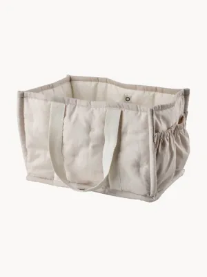 Sebra Корзина для хранения детских вещей Diaper Caddy из хлопка ручной работы, 25х18х15 см, светло-бежевая