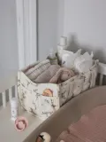 Sebra Корзина для хранения детских вещей Diaper Caddy из хлопка ручной работы, 25х18х15 см, молочно-белая с розовым и зелёным — фото 4