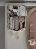 Sebra Корзина для хранения детских вещей Diaper Caddy из хлопка ручной работы, 25х18х15 см, молочно-белая с розовым и зелёным — фото 5