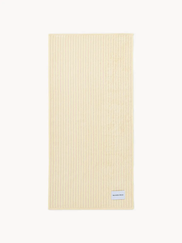 Maison Deux Полотенце банное Stripes махровое, светло-розовое с желтым