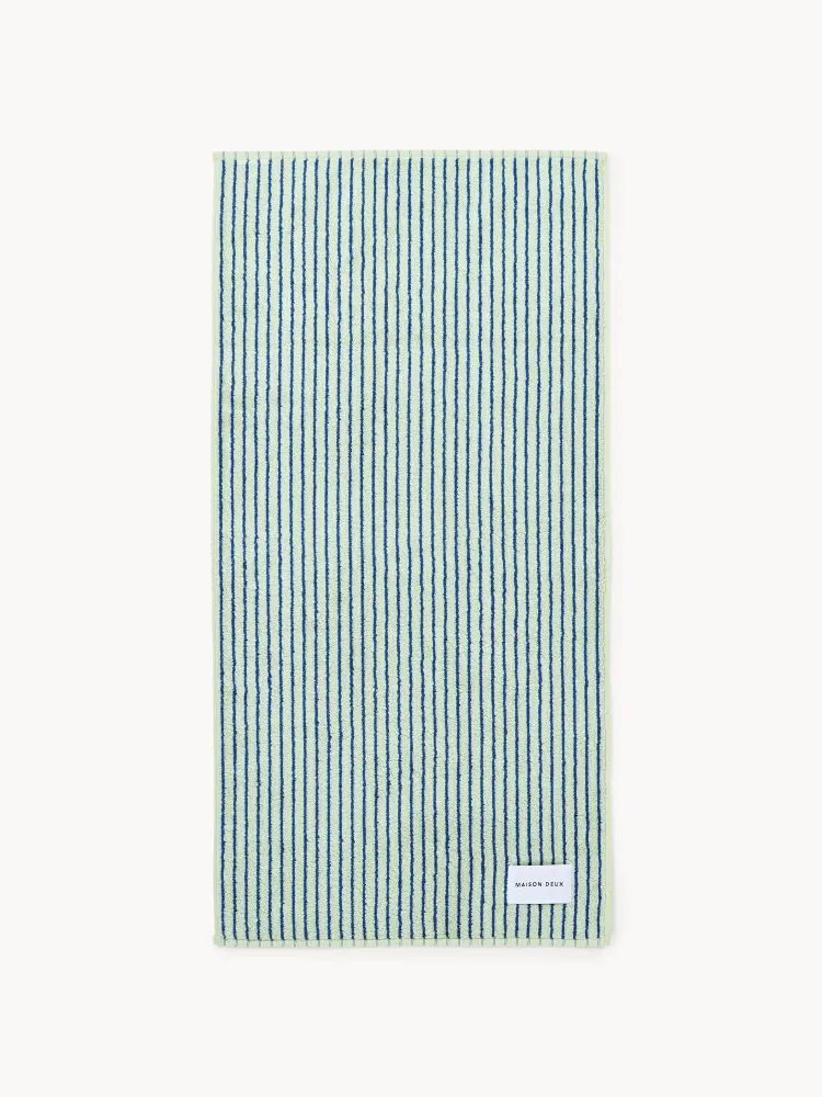 Maison Deux Полотенце банное Stripes махровое, светло-зеленое с синим и молочно-белым