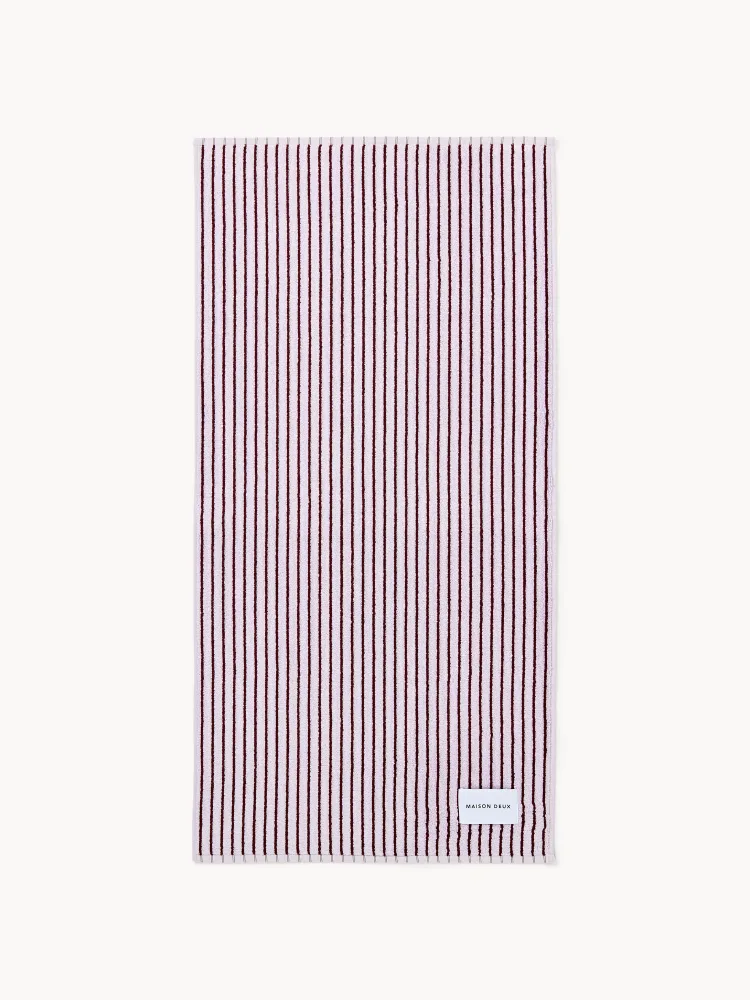 Maison Deux Полотенце банное Stripes махровое, лавандовое с бордовым и молочно-белым