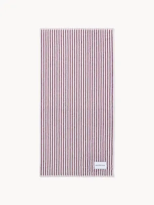 Maison Deux Полотенце банное Stripes махровое, лавандовое с бордовым и молочно-белым