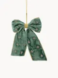 Anna + Nina Ёлочное украшение Luxe Bow ручной работы, шалфейно-зелёный, оттенки золотого и серебристого — фото 1