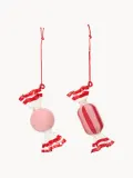 Broste Copenhagen Набор ёлочных украшений Candy в форме конфет из стекла, 2 шт, молочно-белый, красный и светло-розовый — фото 2