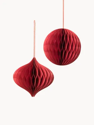 Broste Copenhagen Набор ёлочных украшений Christmas Mix из бумаги, 2 шт, диаметр 13 см, высота 13 см, красный