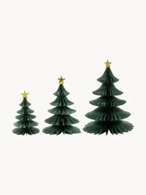 House Doctor Украшение новогоднее Tree в виде ёлок ручной работы, набор из 3 шт, зелёное с золотистыми оттенками