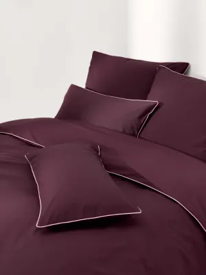 Westwing Collection Пододеяльник Daria из перкали, сливовый со светло-розовой окантовкой
