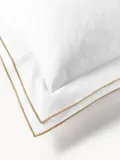Westwing Collection Пододеяльник Carlotta из хлопкового сатина, белый с бежевой окантовкой — фото 8