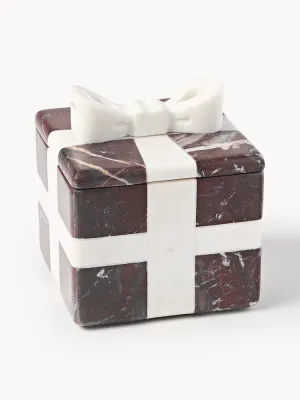 Westwing Collection Шкатулка Cutemas из мрамора, 12 x 12 x 13 см, бордовая, белый мрамор