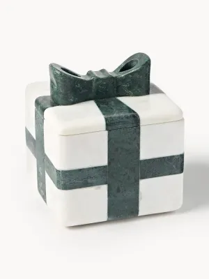 Westwing Collection Шкатулка Cutemas из мрамора, 12 x 12 x 13 см, белая, тёмно-зелёный мрамор
