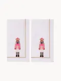 Vondels Салфетка сервировочная Nutcracker с вышивкой, набор 2 шт, 45х45 см, белая с розовым и золотистым — фото 3