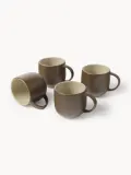 Westwing Collection Набор кружек Ginger из каменной керамики, 4 предмета, диаметр 9 см, 350 мл, снаружи тёмно-коричневый матовый — фото 2