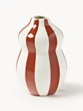 Westwing Collection Ваза Ellen ручной росписи, высота 12 см, белая с красными полосками, глянцевая — фото 1