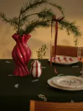 Westwing Collection Ваза Ellen ручной росписи, высота 12 см, белая с красными полосками, глянцевая — фото 4