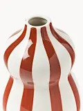 Westwing Collection Ваза Ellen ручной росписи, высота 18 см, белая с красными полосками, глянцевая — фото 2