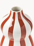 Westwing Collection Ваза Ellen ручной росписи, высота 24 см, белая с красными полосками, глянцевая — фото 2