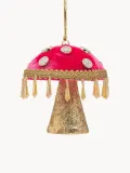 Anna + Nina Ёлочное украшение Shroom ручной работы, высота 10 см, красный, молочно-белый, оттенки золотого — фото 1