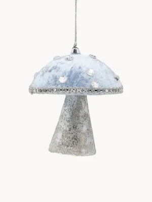 Anna + Nina Ёлочное украшение Shroom ручной работы, высота 11 см, светло-голубой, оттенки серебристого