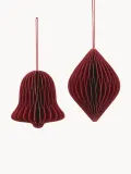 Broste Copenhagen Набор ёлочных украшений Christmas Mix из бумаги, 2 шт, диаметр 8 см, высота 9 и 10 см, бордовый — фото 1
