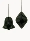 Broste Copenhagen Набор ёлочных украшений Christmas Mix из бумаги, 2 шт, диаметр 8 см, высота 9 и 10 см, тёмно-зелёный — фото 1