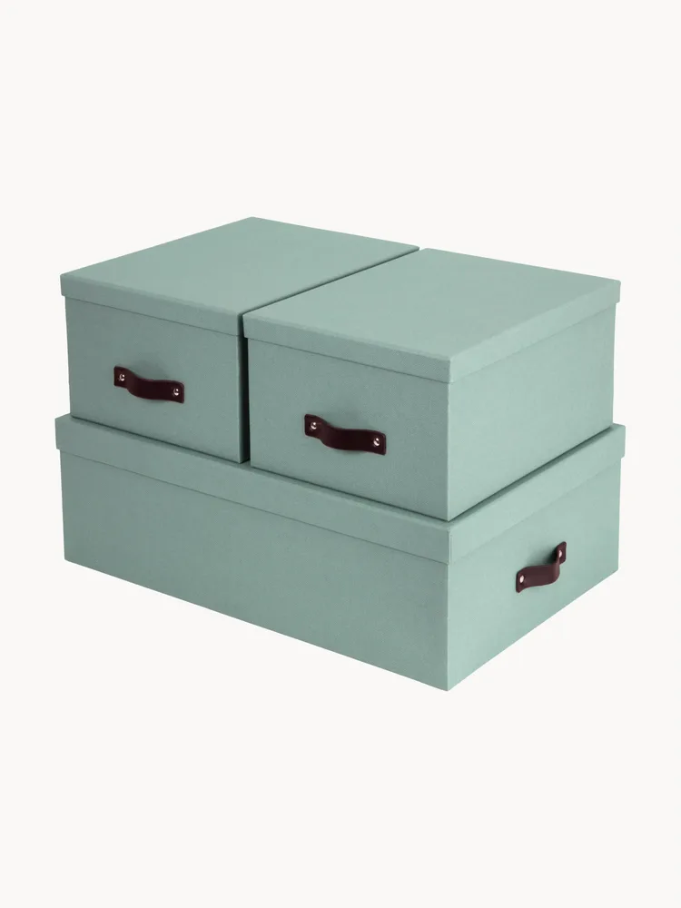 Bigso Box of Sweden Коробка для хранения Inge II, набор из 3 штук, шалфейно-зелёный