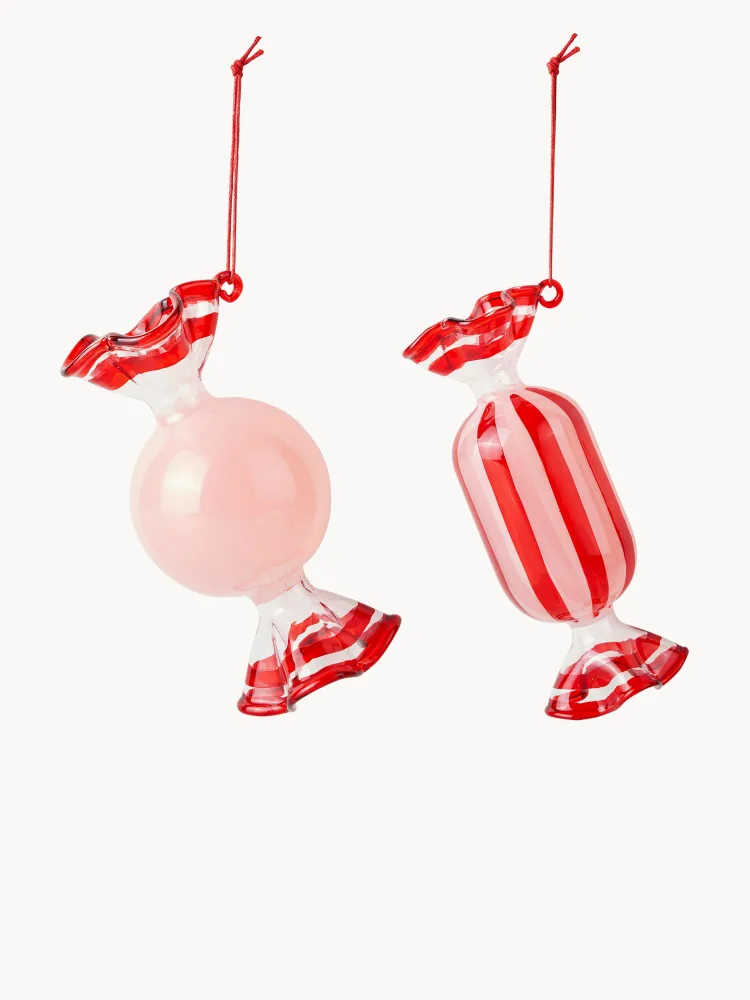 Broste Copenhagen Набор ёлочных украшений Candy из стекла ручной работы, 2 шт