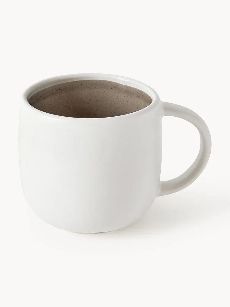 Westwing Collection Набор кружек Ginger из каменной керамики, 4 предмета, диаметр 12 см, снаружи молочно-белый матовый, внутри