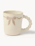 Westwing Collection Набор кружек Loops из каменной керамики, 4 предмета, светло-бежевый с бежевым декором — фото 1