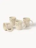 Westwing Collection Набор кружек Loops из каменной керамики, 4 предмета, светло-бежевый с бежевым декором — фото 2