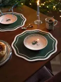 Westwing Collection Набор кружек Loops из каменной керамики, 4 предмета, светло-бежевый с тёмно-зелёным декором — фото 5