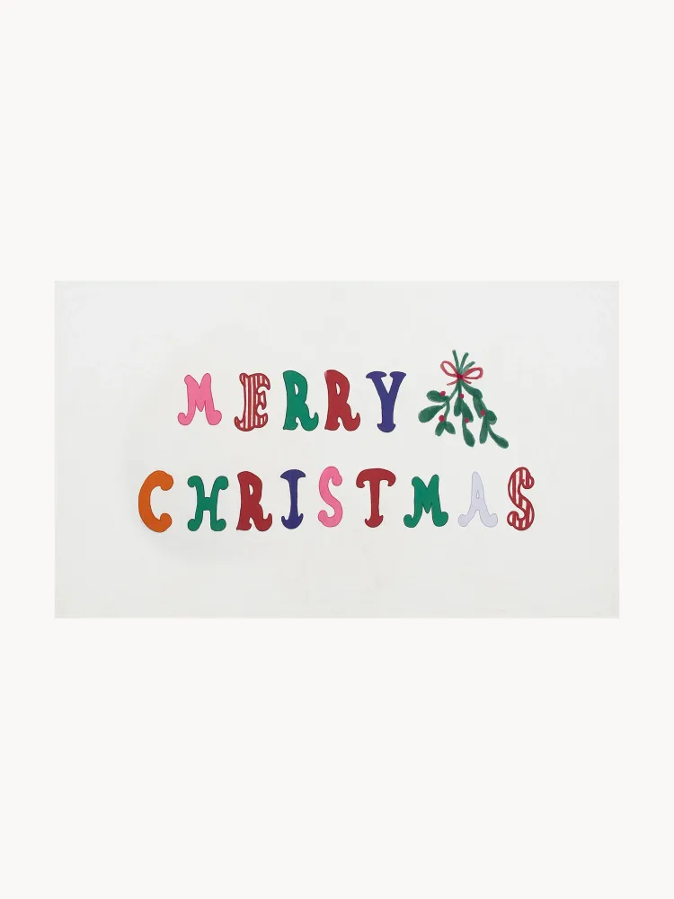 Anna + Nina Скатерть Merry Christmas, белая, красная, зелёная, тёмно-синяя