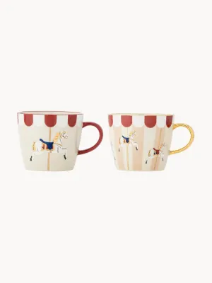 Bloomingville Набор кружек Merry-Go-Round из каменной керамики с ручной росписью, 2 предмета