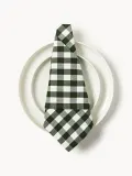 Westwing Collection Салфетка сервировочная Nadine из хлопка, набор 4 шт, тёмно-зелёная с белым — фото 4