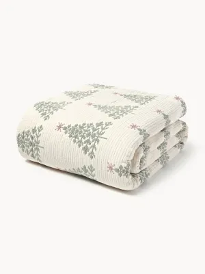 Westwing Collection Покрывало Cianna жаккардовое, молочно-белое, шалфейно-зелёное и светло-розовое
