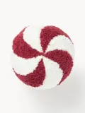 Westwing Collection Наволочка декоративная Teddy Dotty на молнии из плюша тедди, диаметр 28 см, красно-белая — фото 2