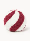 Westwing Collection Наволочка декоративная Teddy Dotty на молнии из плюша тедди, диаметр 28 см, красно-белая — фото 6