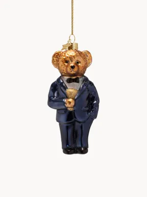 Vondels Ёлочное украшение Bear Blue in Clothes из выдувного стекла