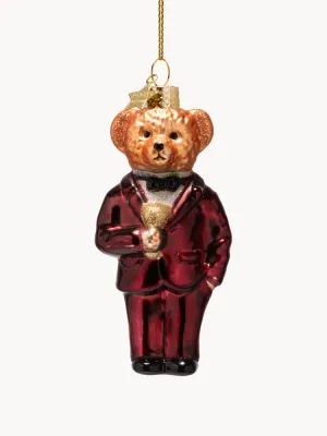 Vondels Ёлочное украшение Bear In Clothes из выдувного стекла, бордовый, золотистый