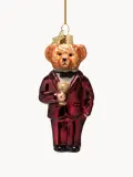 Vondels Ёлочное украшение Bear In Clothes из выдувного стекла, бордовый, золотистый — фото 1