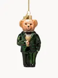 Vondels Ёлочное украшение Bear In Clothes из выдувного стекла, зелёный, бежевый — фото 1