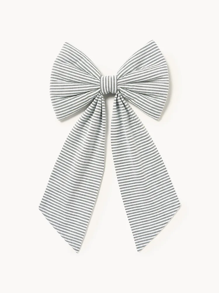 Westwing Collection Украшение новогоднее Ottavia в виде банта, 25 х 43 см, молочно-белое с тёмно-зелёными полосками
