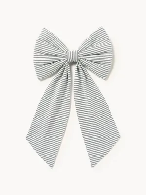 Westwing Collection Украшение новогоднее Ottavia в виде банта, 25 х 43 см, молочно-белое с тёмно-зелёными полосками