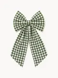 Westwing Collection Украшение новогоднее Ottavia в виде банта, 25 х 43 см, молочно-белое с тёмно-зелёной клеткой — фото 1